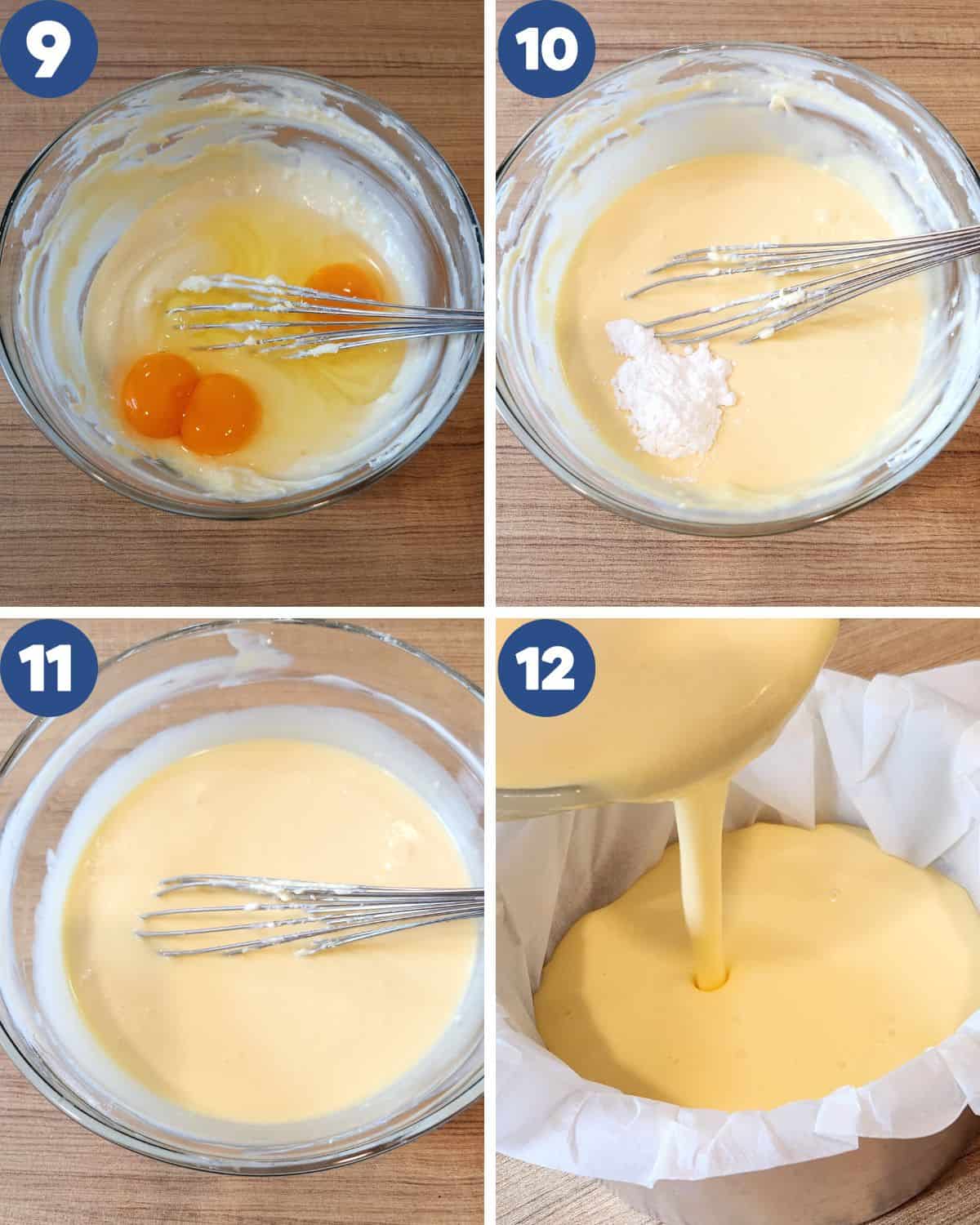 Process photos of mixing all the ingredients and pouring it to the baking pan.