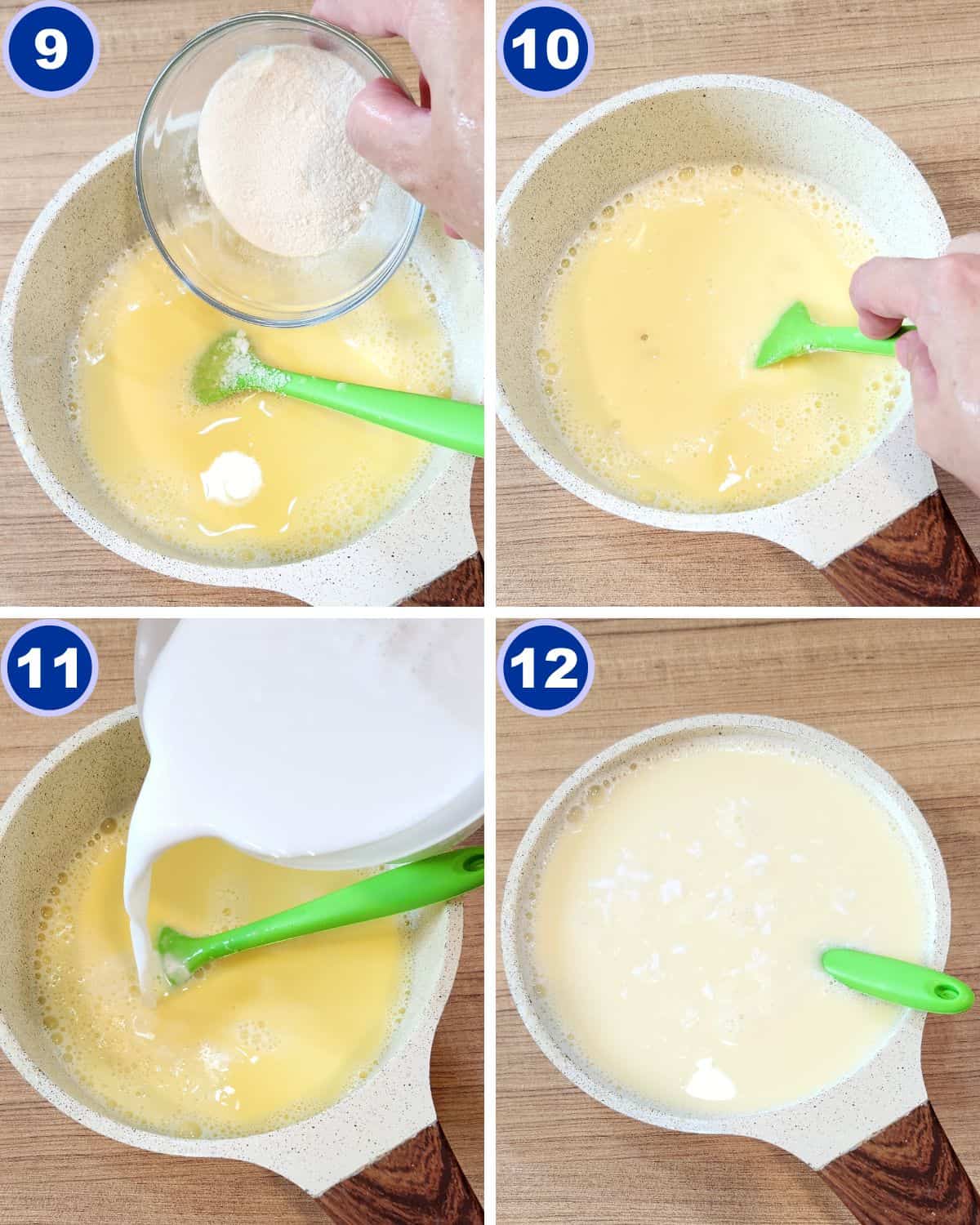 Step by step process of mixing all the ingredients in the pot.