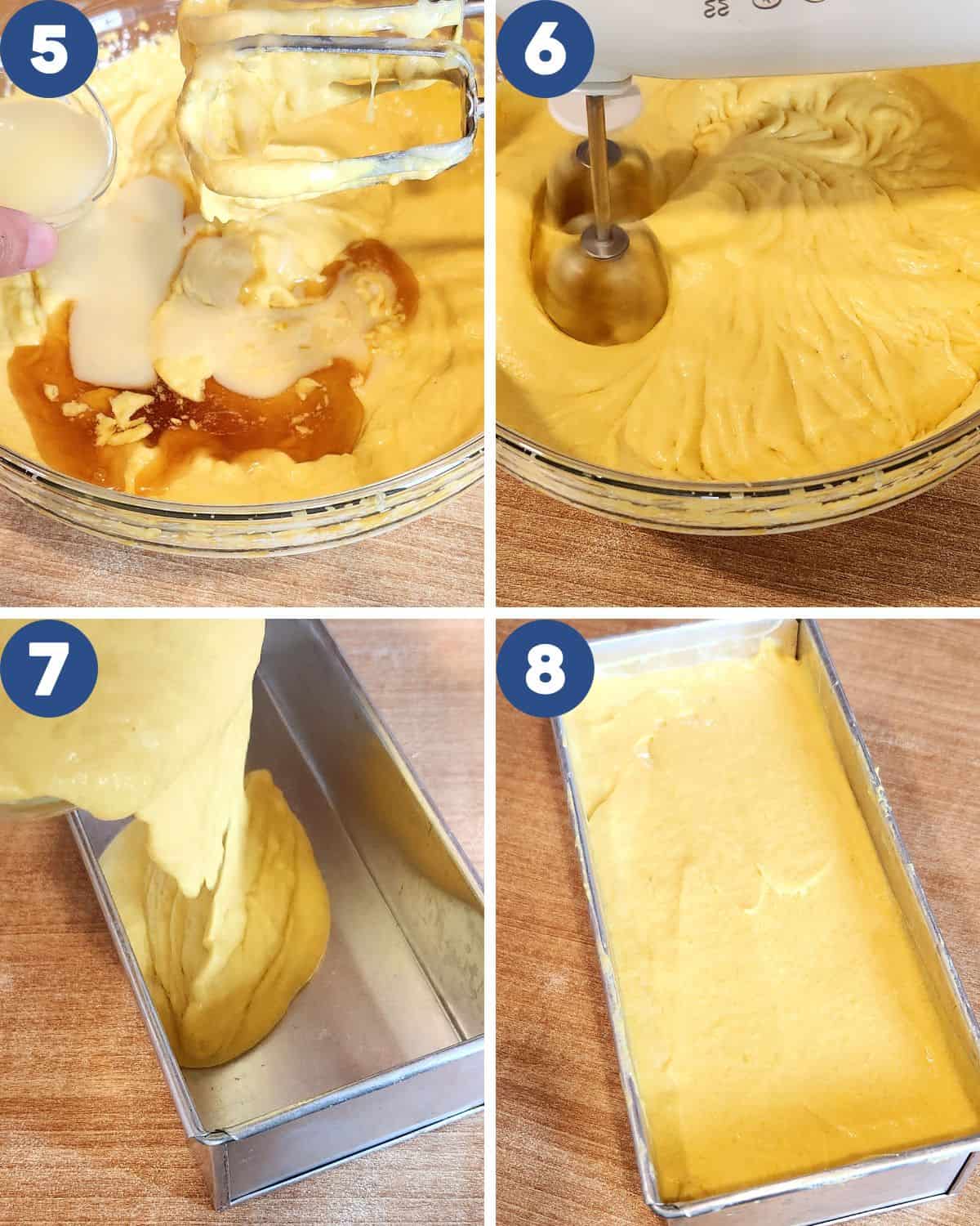 Step by step photos showing how to make homemade mango ice cream.