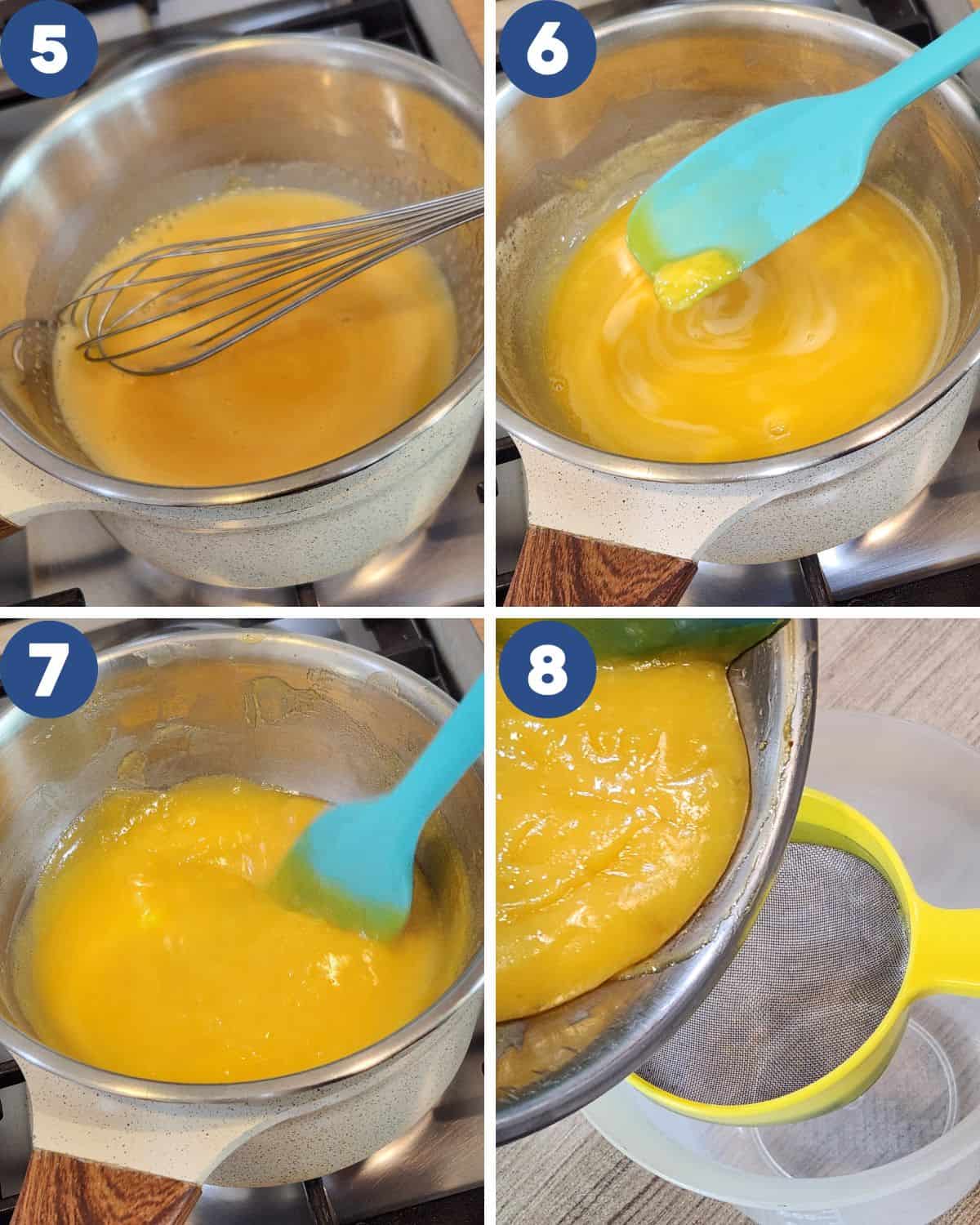 Step by step process photos of steaming the coconut jam with au-bain marie method.