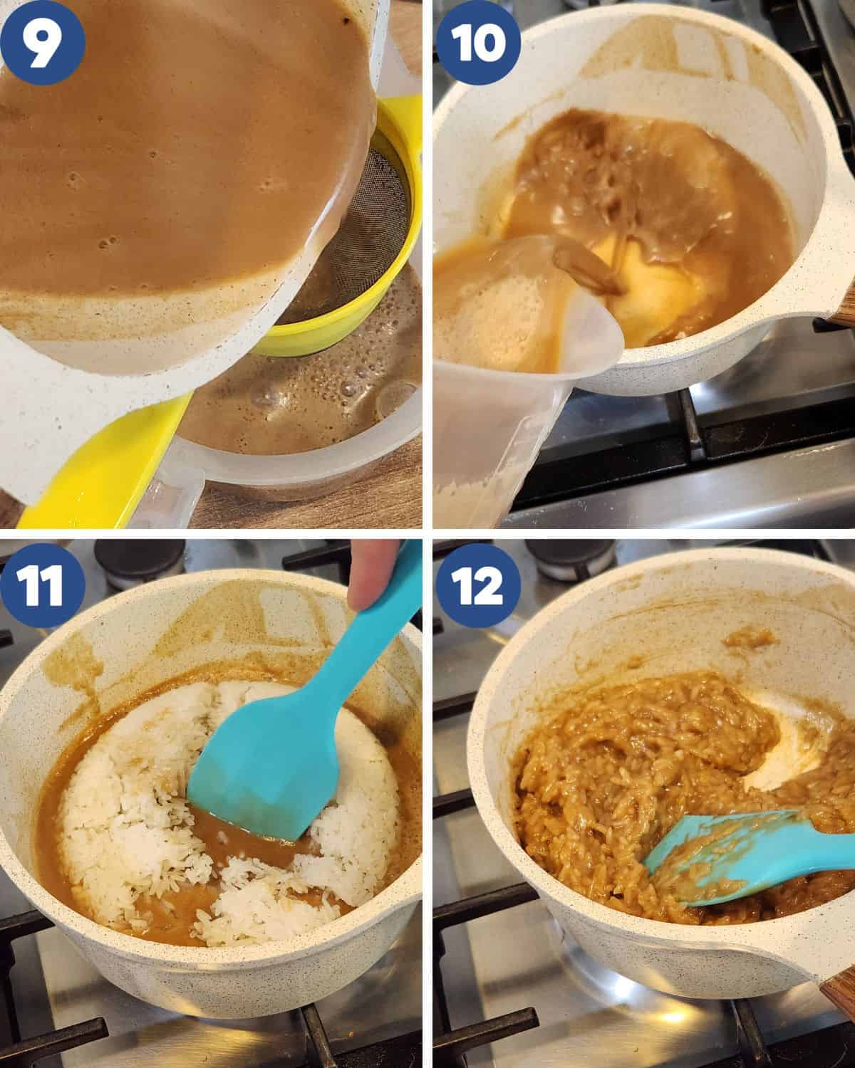 Step by step process photos of cooking the coconut sugar for wajik.