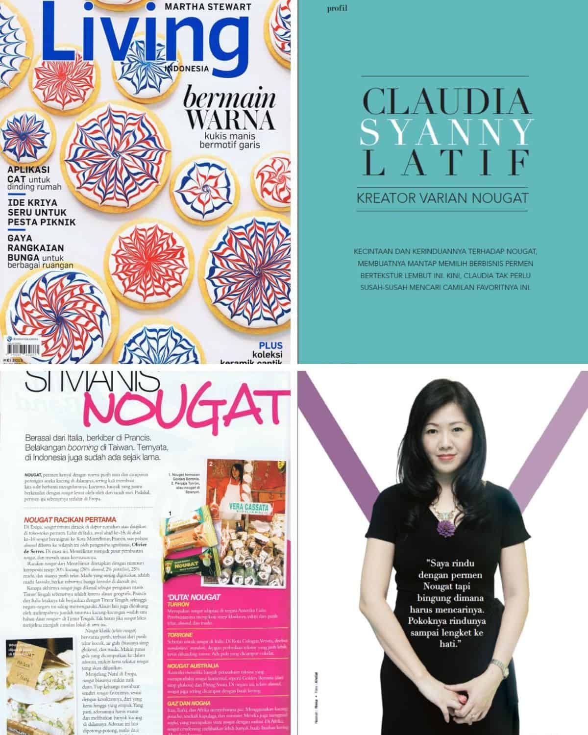 A photo of myself and magazine coverage of my food business.