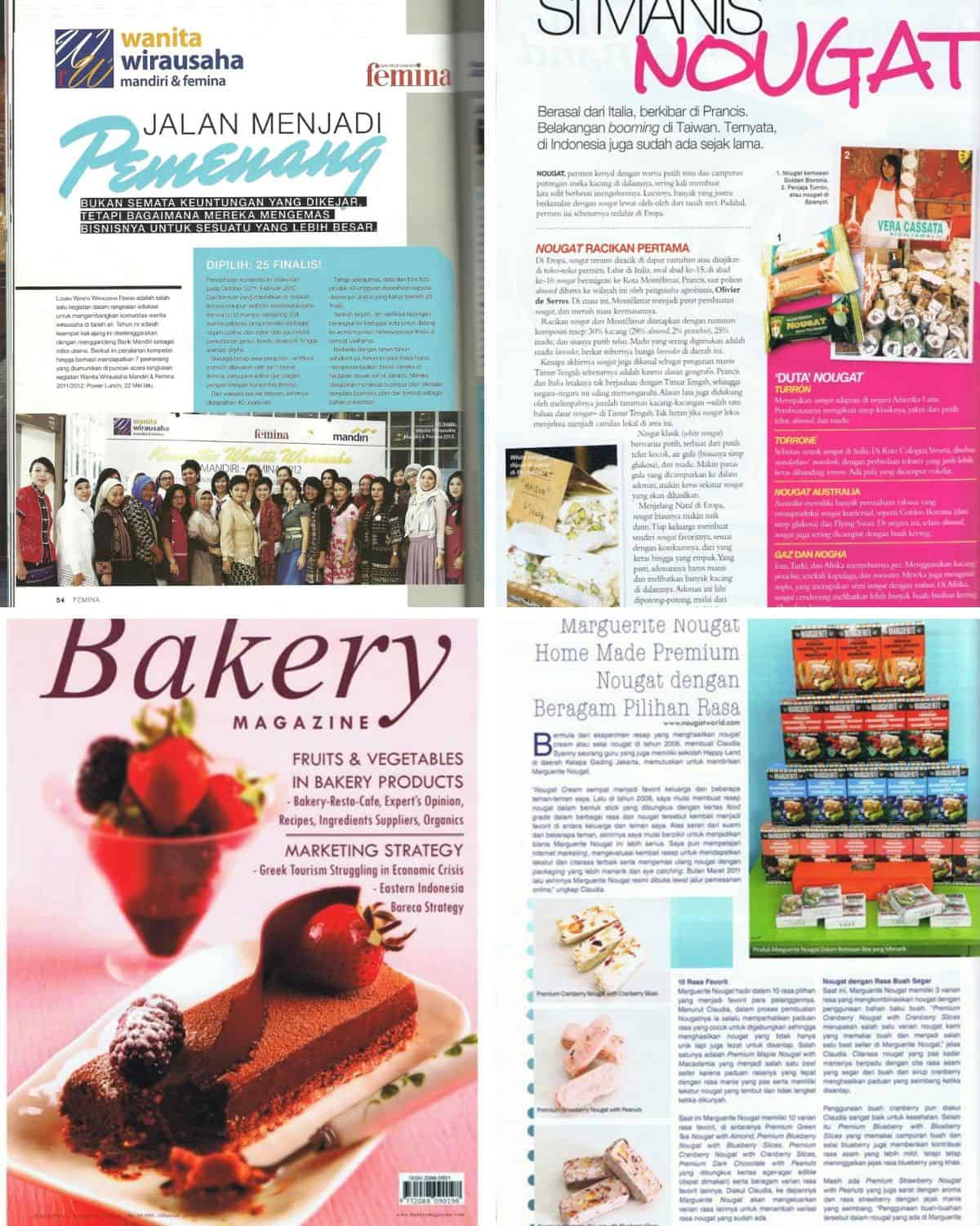 Photos of magazine coverage of my food business.
