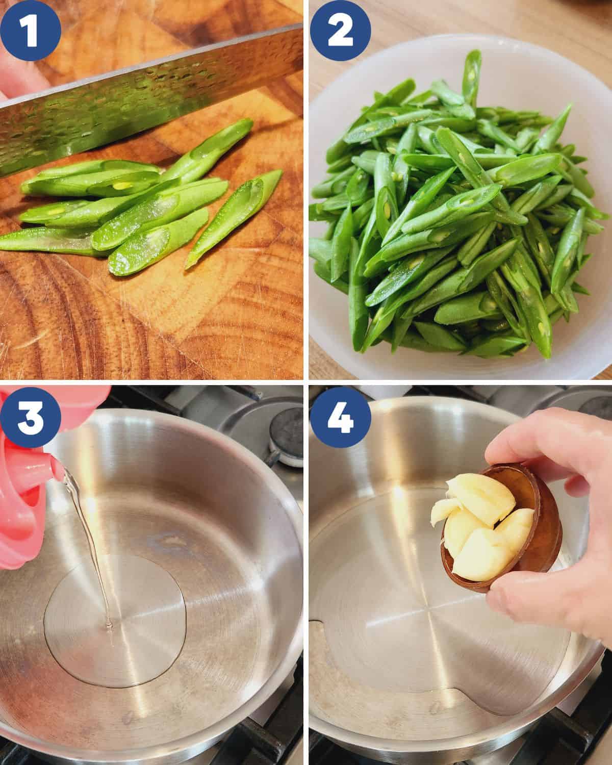 Asian green beans with eggs step-by-step photos.