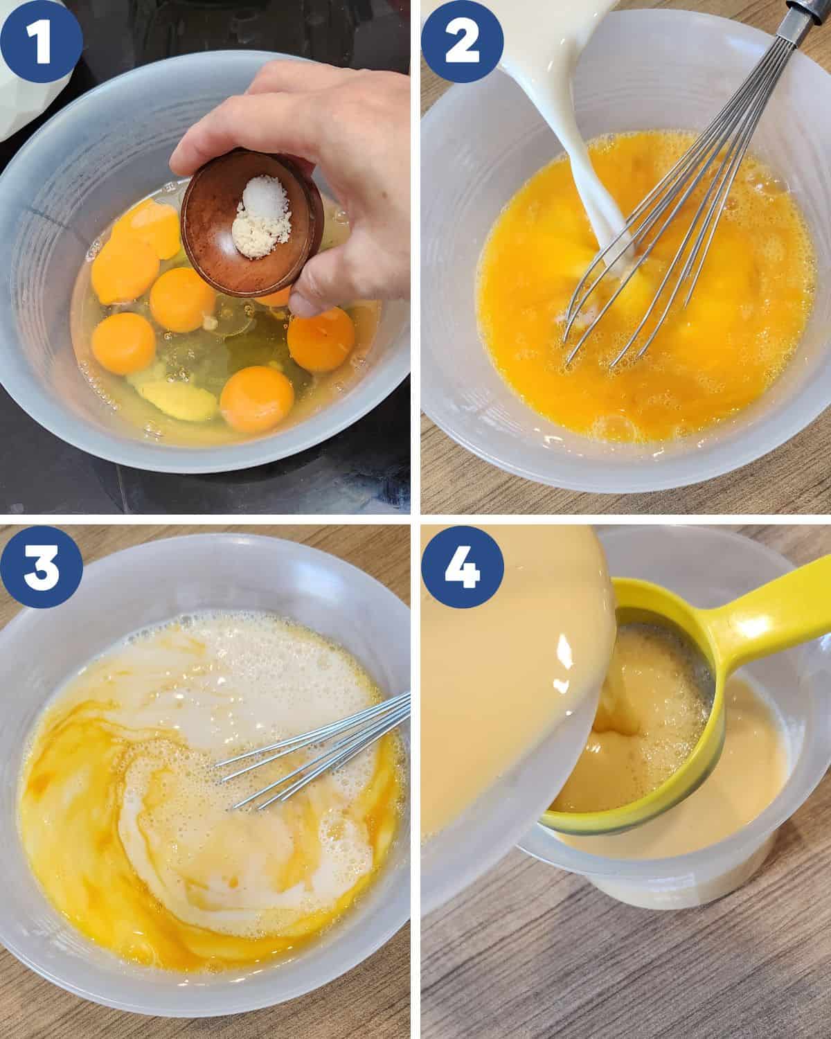 Step by step process photos of making the tofu.
