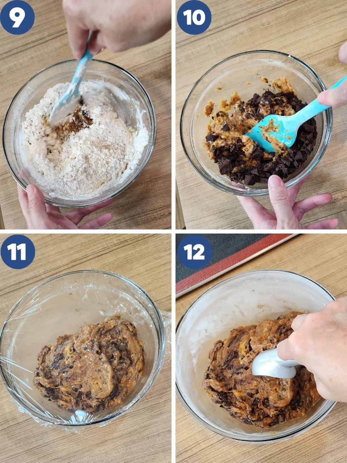 Step by step process photos of mixing the cookie dough.