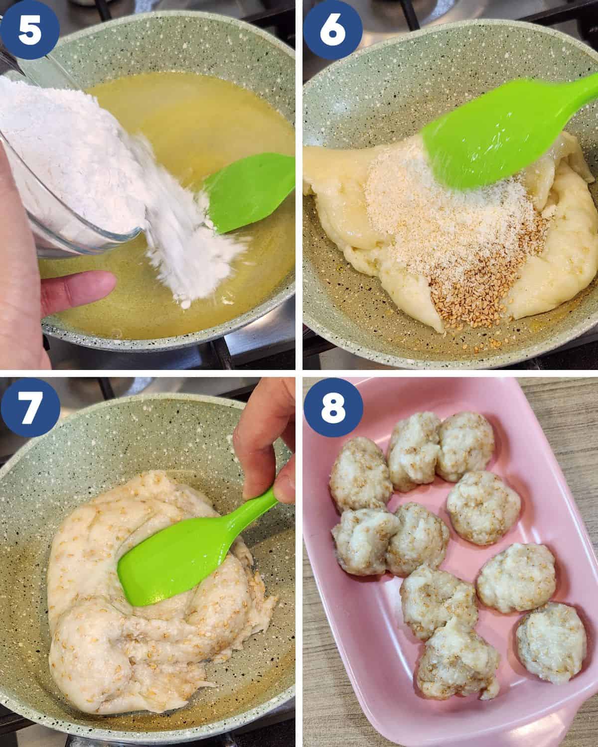 Step by step photos of making the chewy filling.