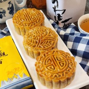 Three classic mooncakes made from easy mooncake recipe.