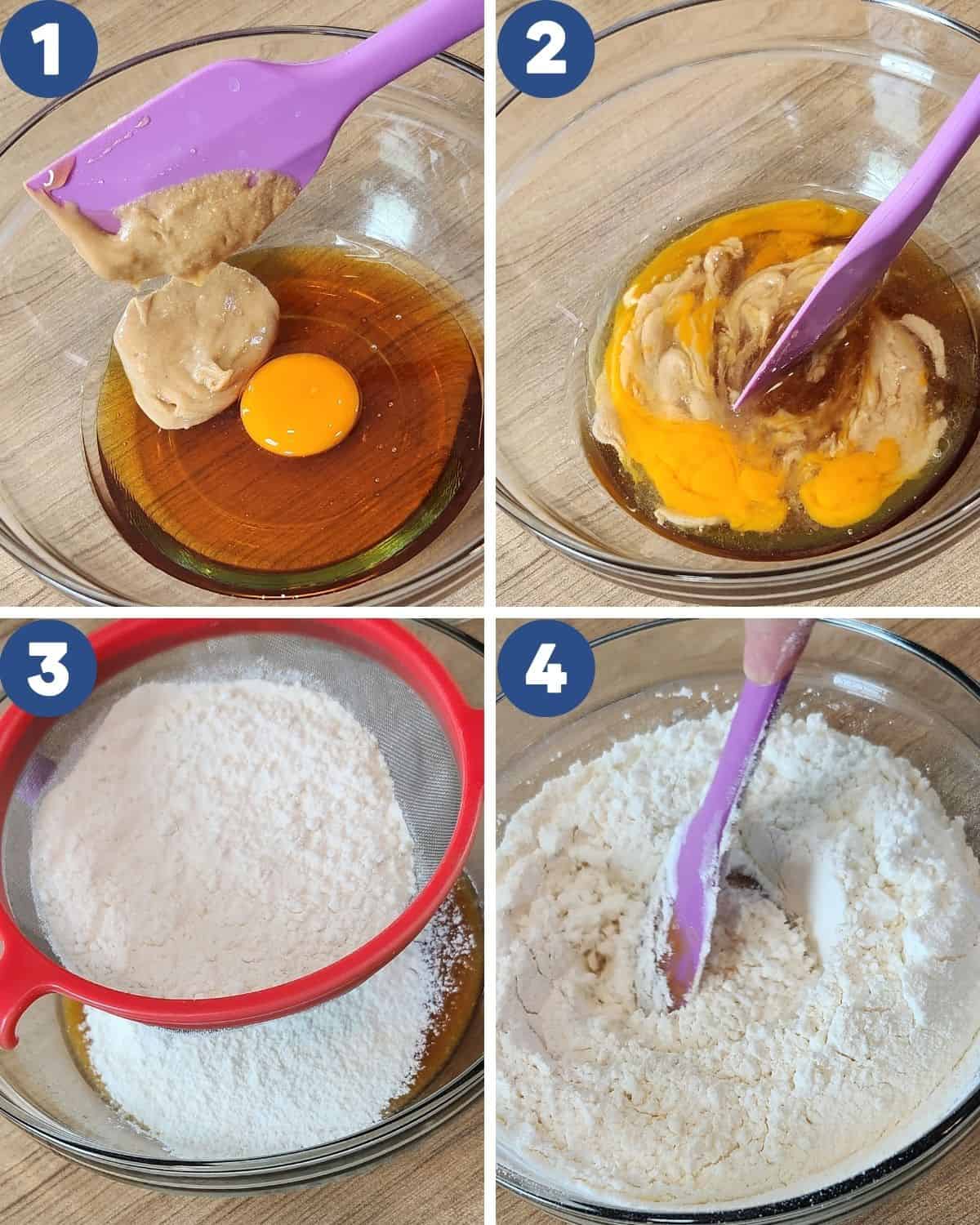 Step by step photos of making the mooncake skin.