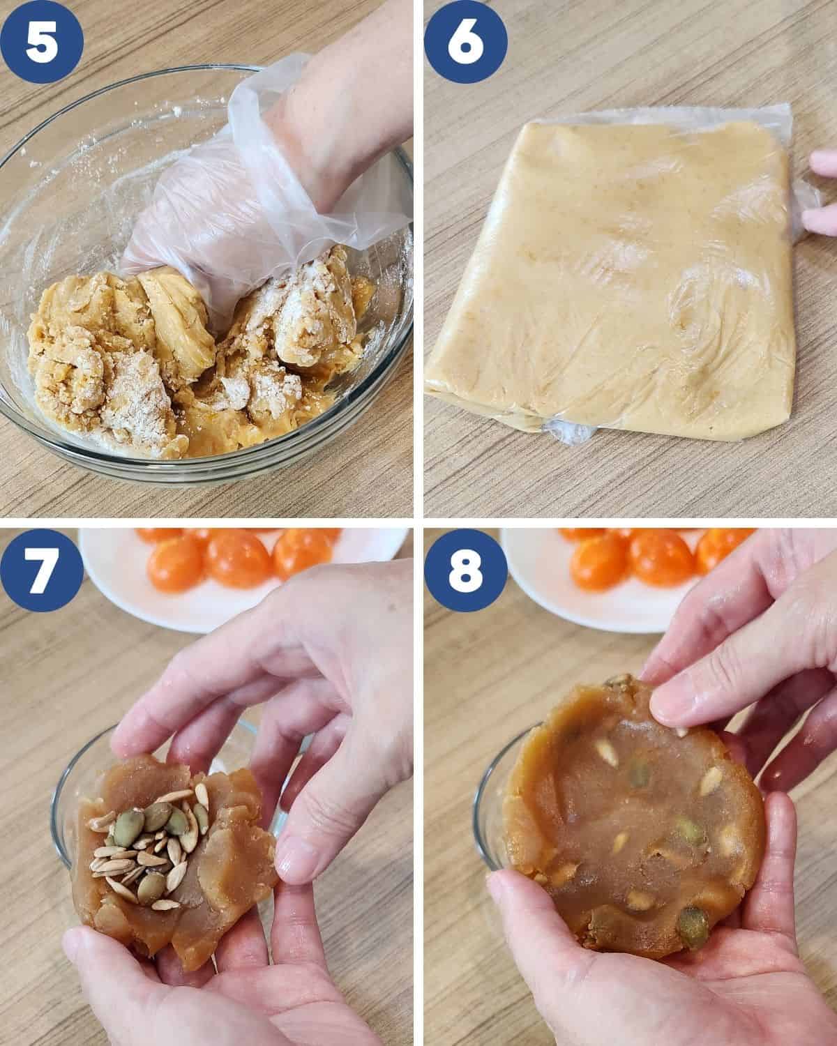 Step by step photos of preparing the filling.