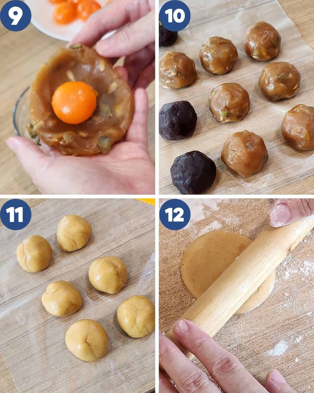 Step by step photos of preparing the filling and the skin.
