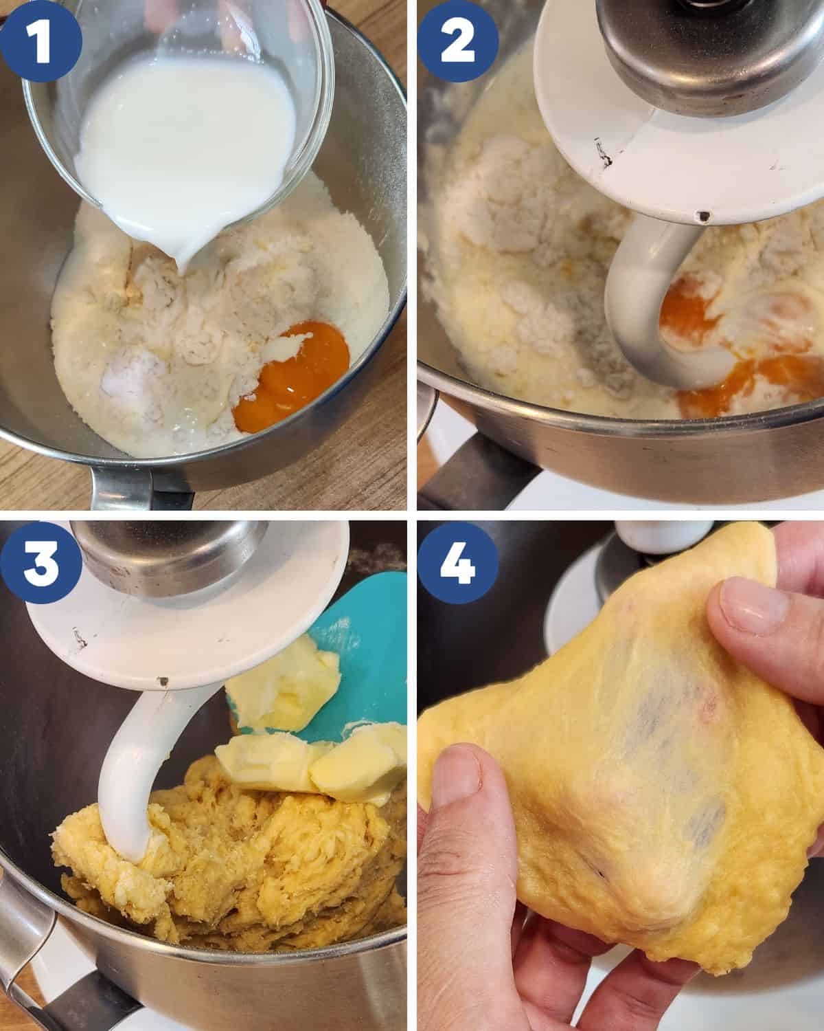 Step by step photos of making the bread dough.