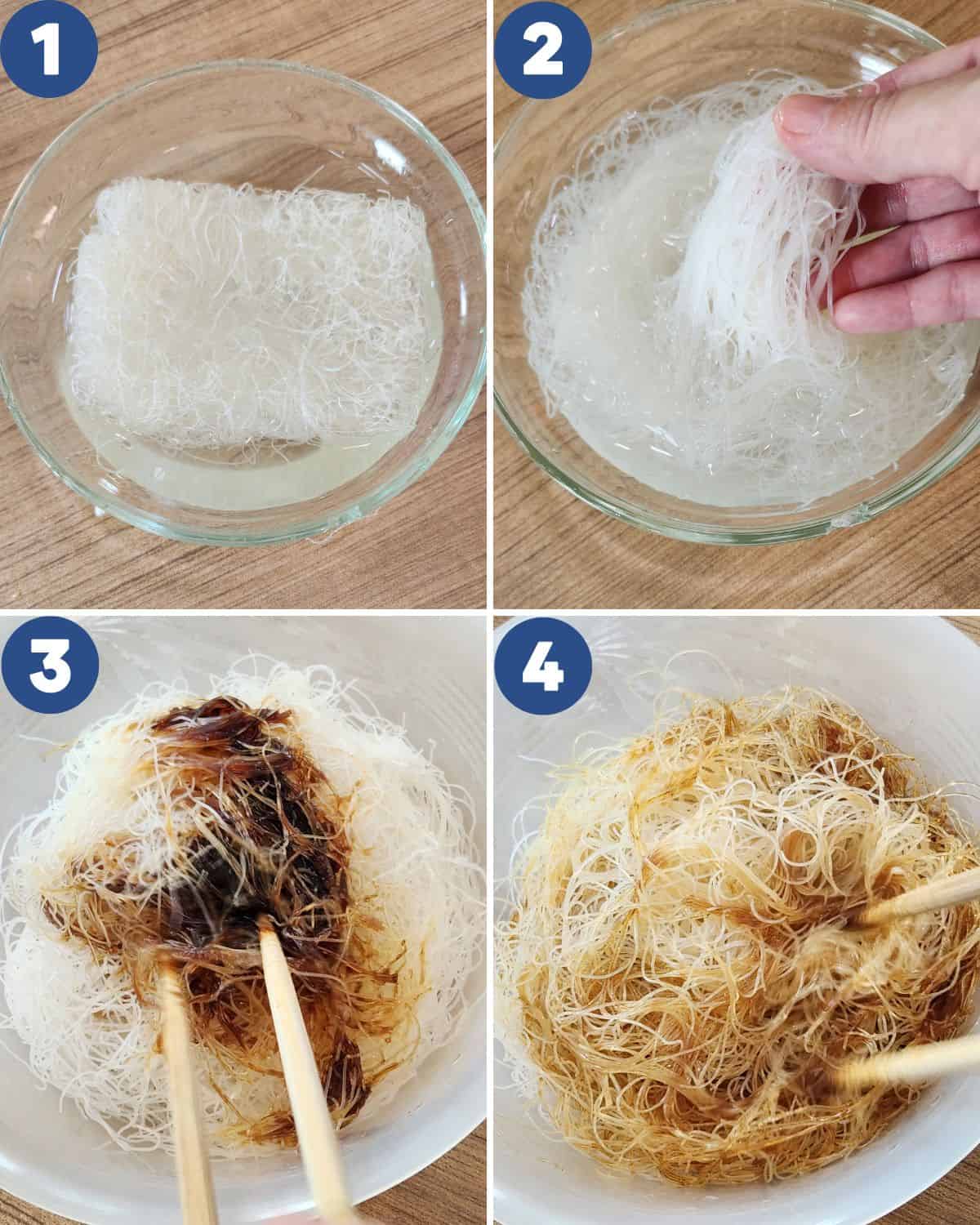 Step by step photos of preparing the vermicelli.