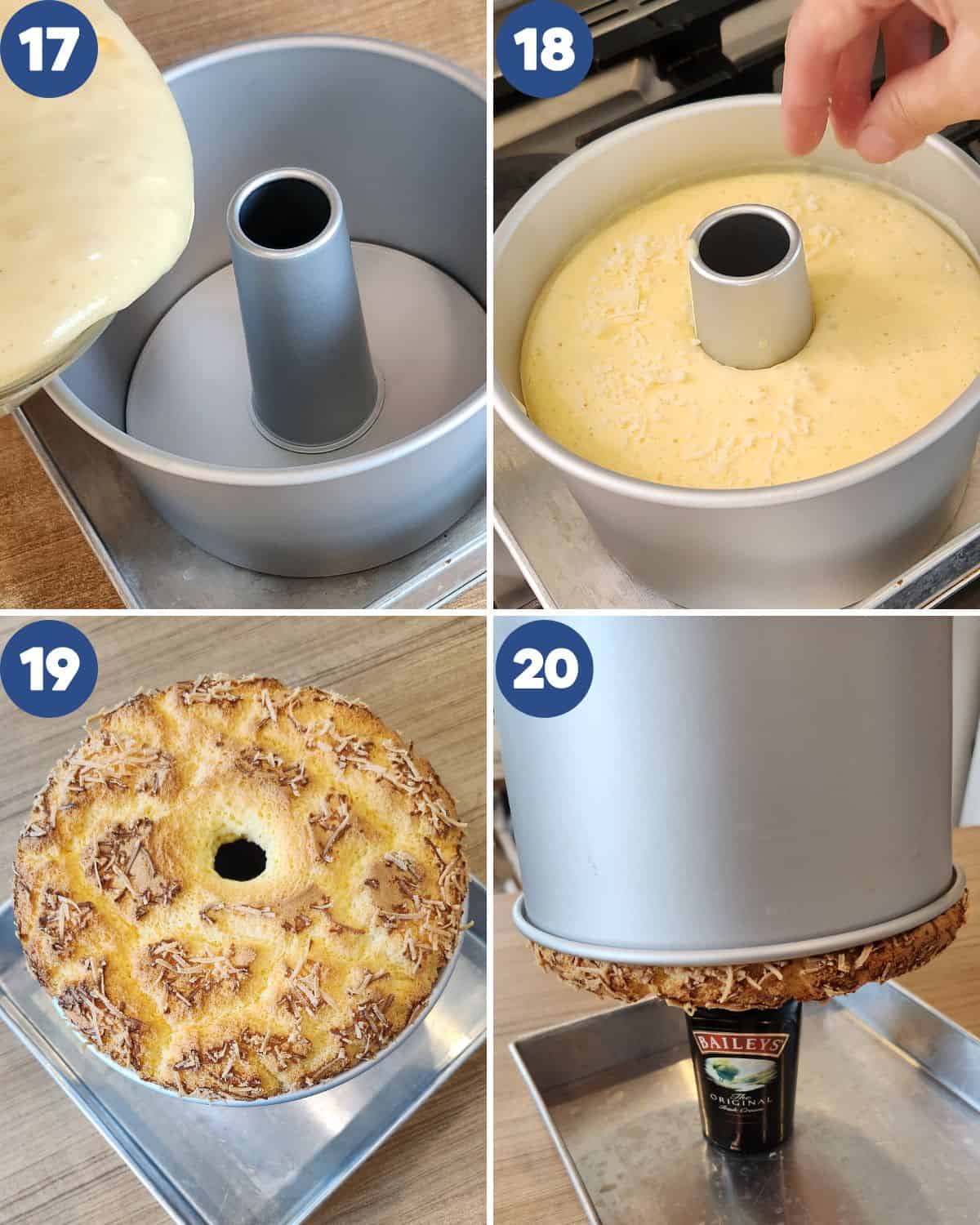 Step by step photos of preparing to bake the cheese chiffon cake.