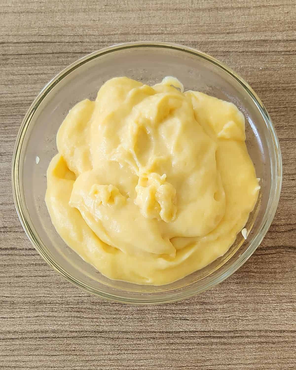 Thick, creamy custard filling in a bowl.
