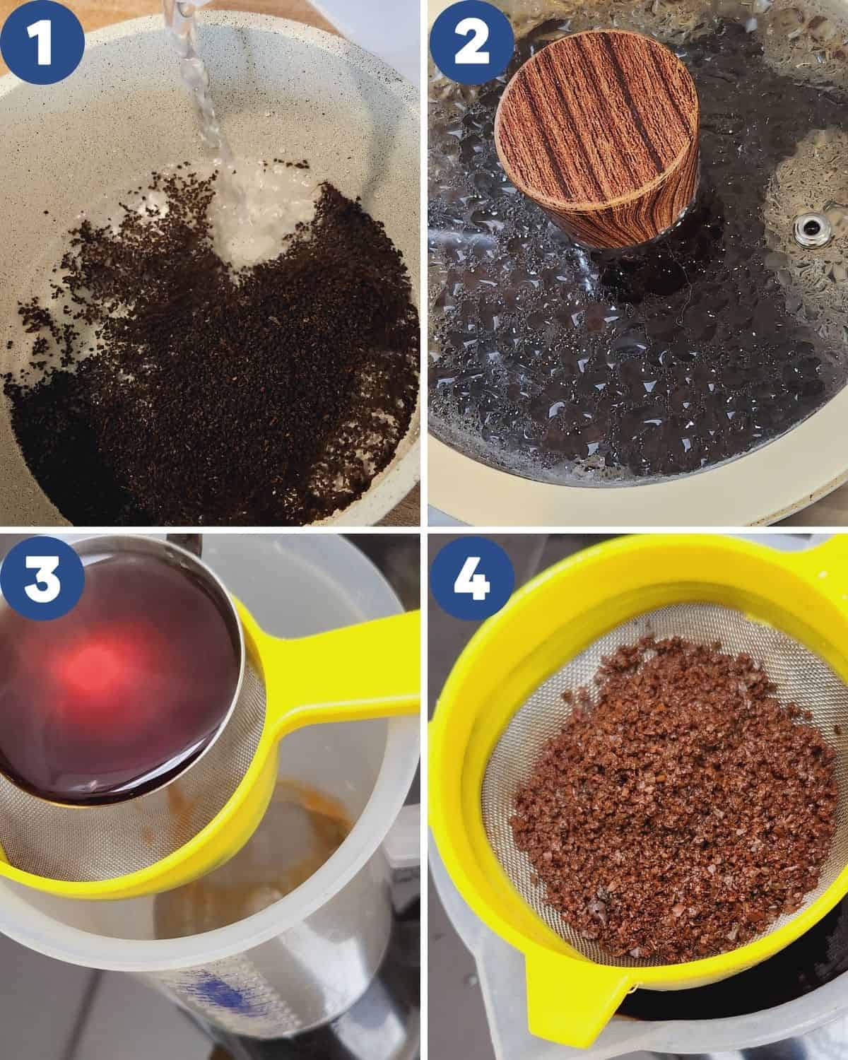 Step by step photos of brewing the earl grey tea.