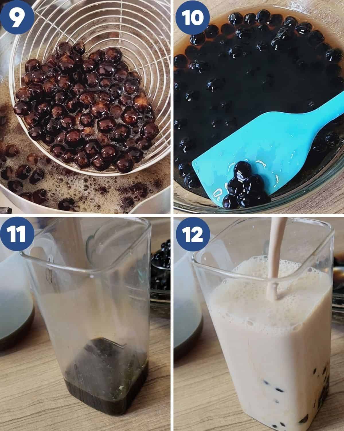 Step by step photos of cooking the tapioca pearls.