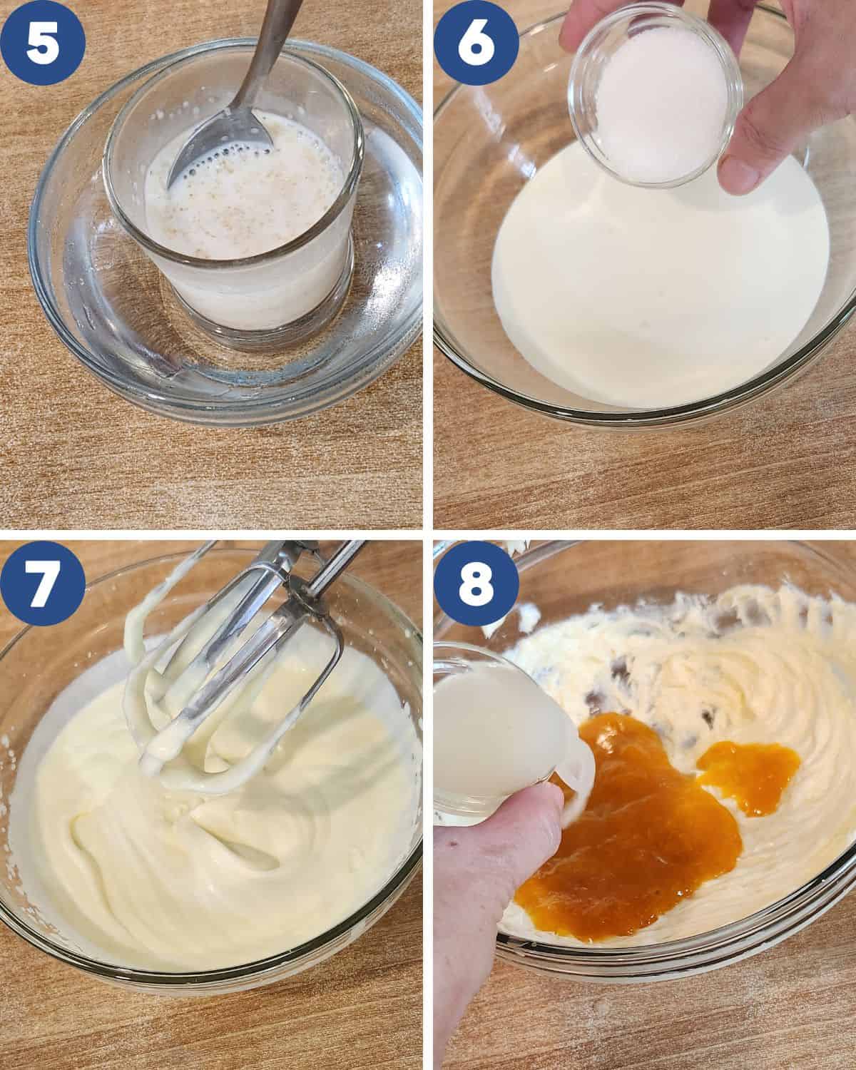 Step by step photos of preparing the filling.