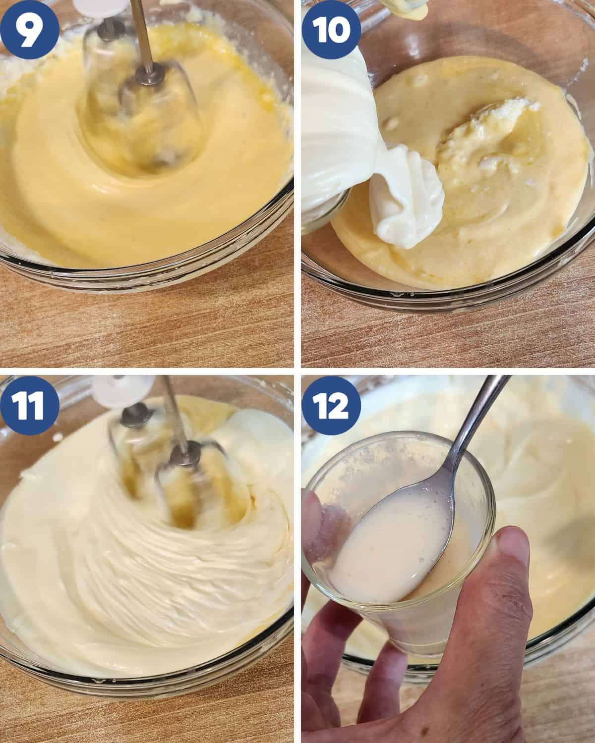 Step by step photos of mixing the filling.