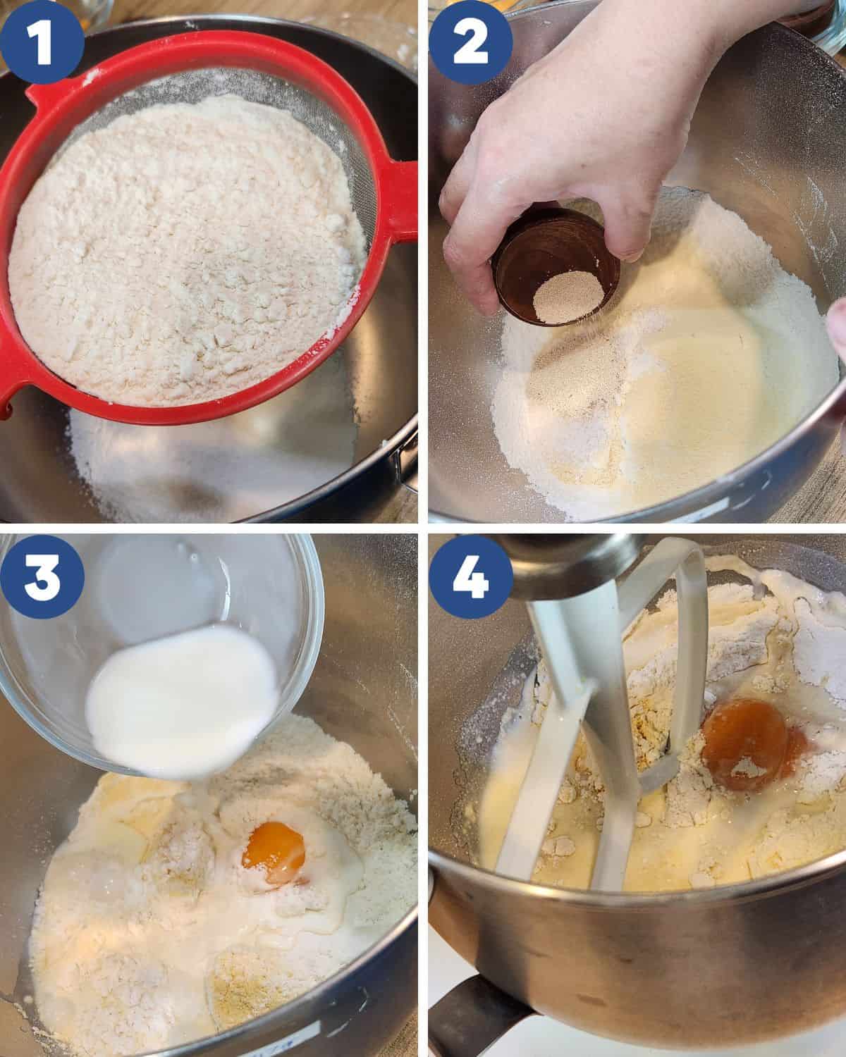 Step by step photos of making the bread dough.