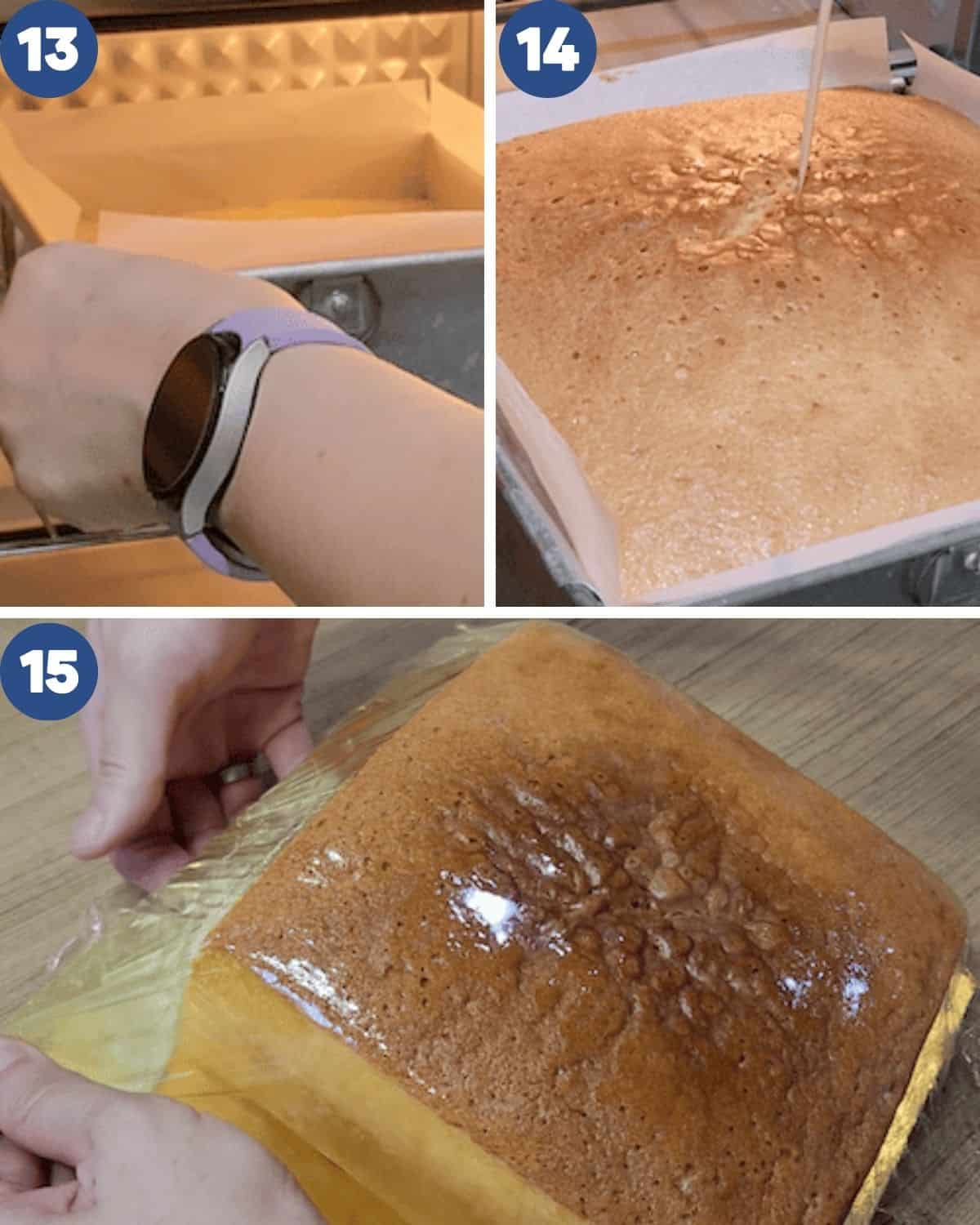 Step by step photos of baking the butter cake.
