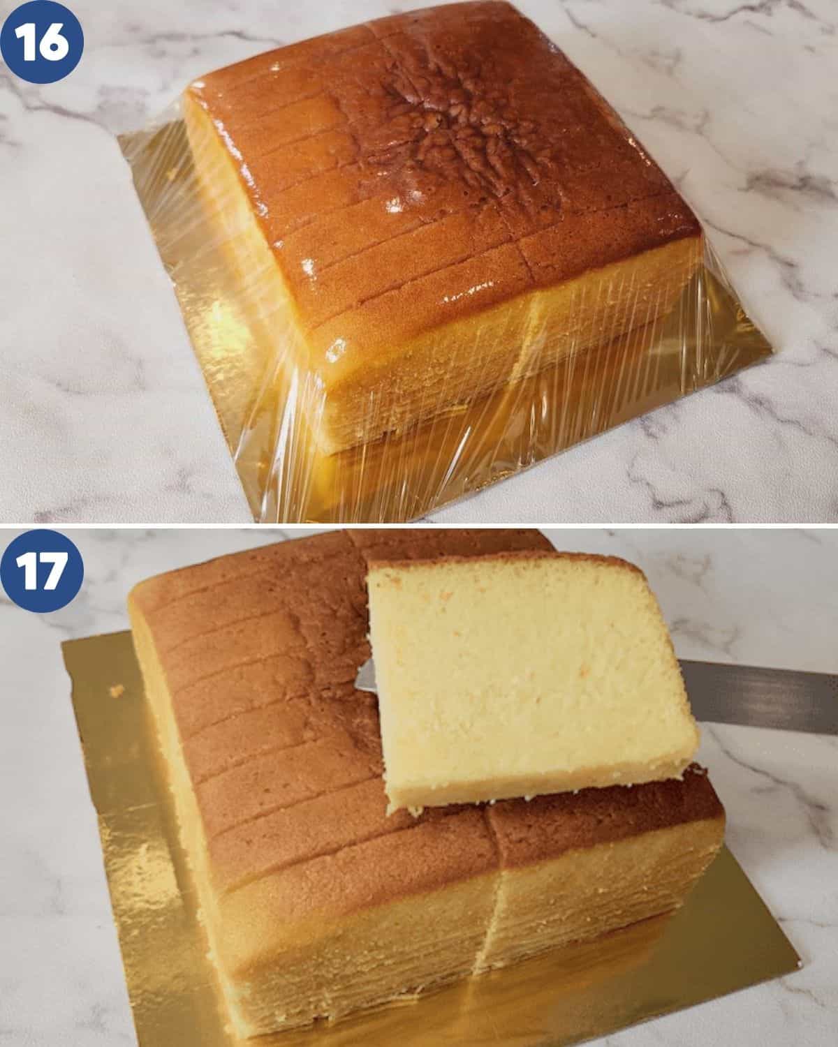 Step by step photos of taking off the cling wrap.