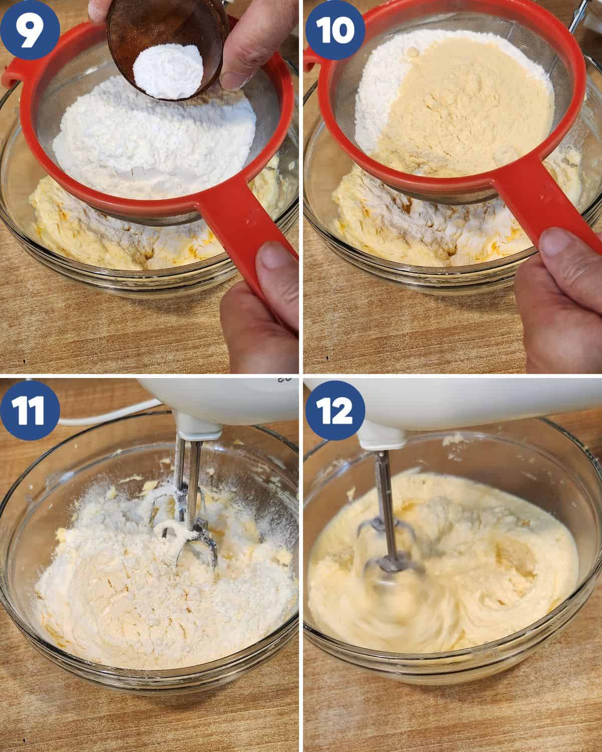 Step by step photos of mixing the butter with flour. 