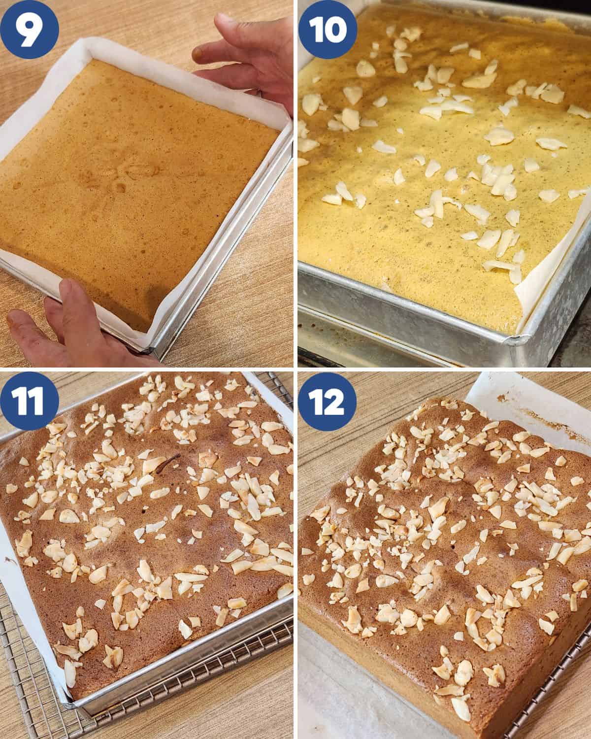 Step by step photos of preparing to bake the Ontbijtkoek cake.