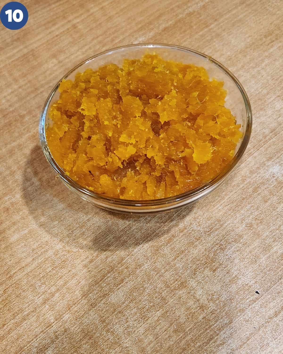 Pineapple cake filling in a bowl waiting to cool down before keeping it in a container.