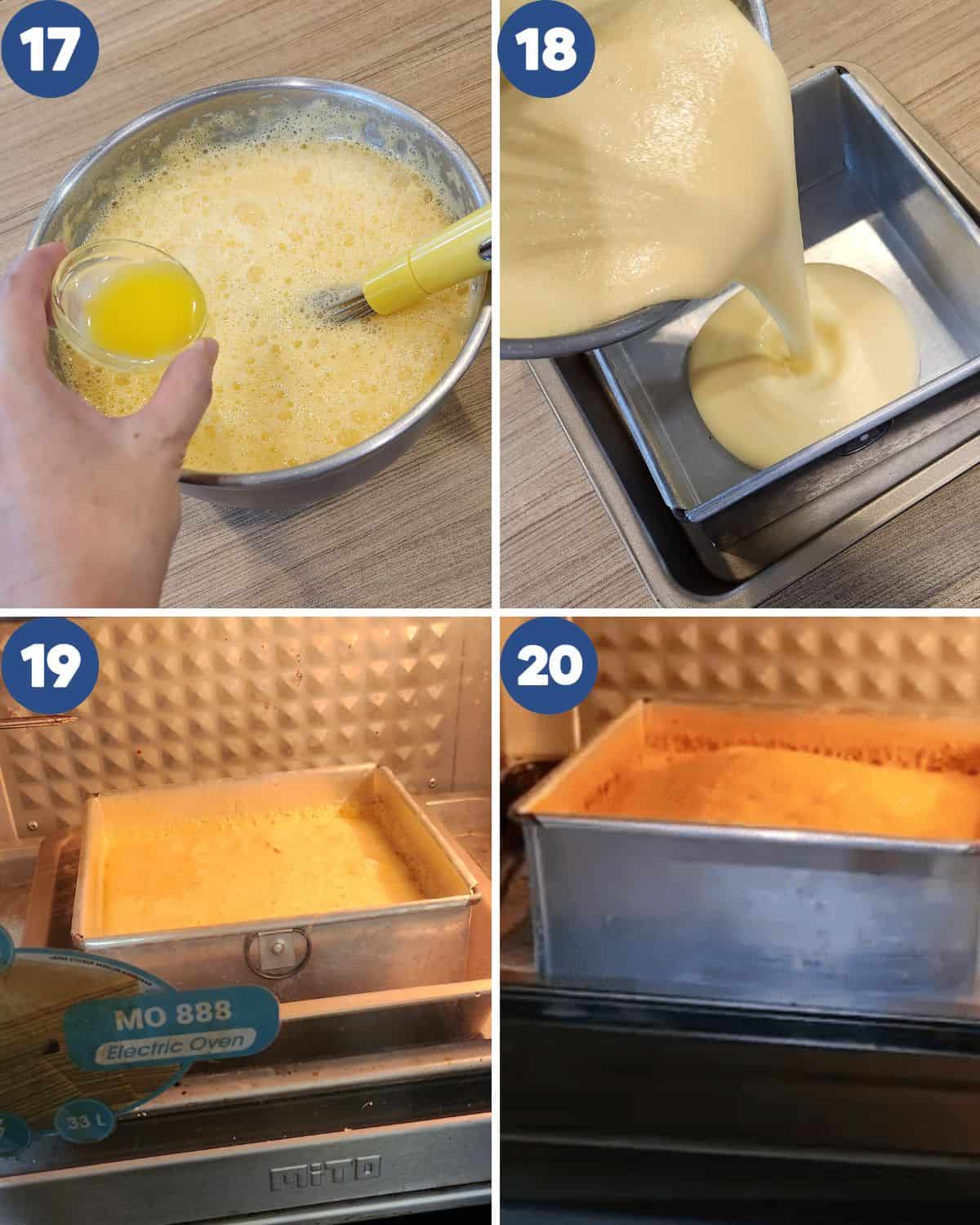 Step by step photos of preparing to bake the bika ambon.
