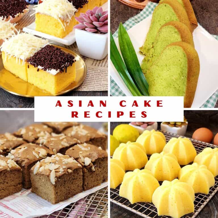 A photo collage of Asian Cake Recipes.