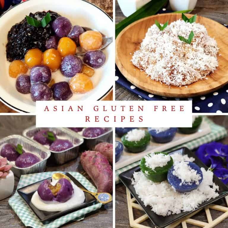 A collage of asian gluten free desserts.