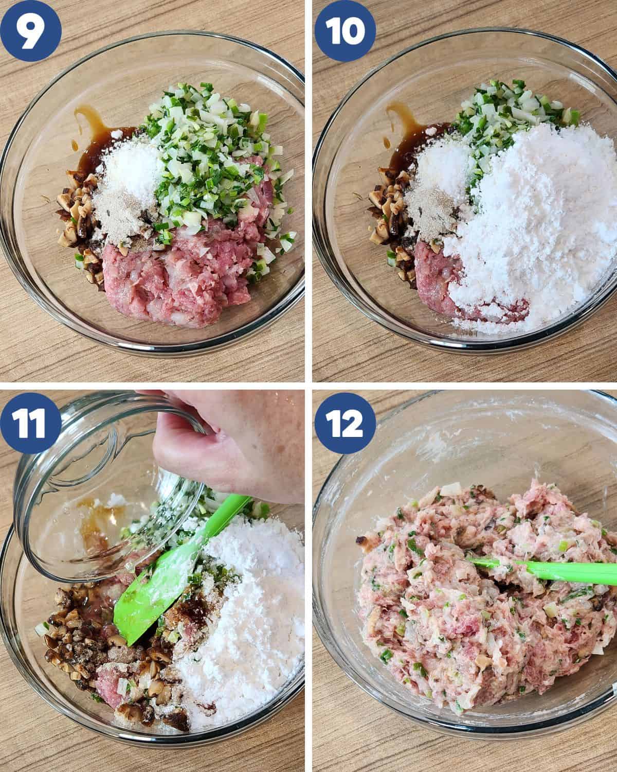 Process photos of mixing the ingredients for filling.