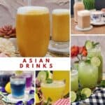 A collage photos of Asian drinks.