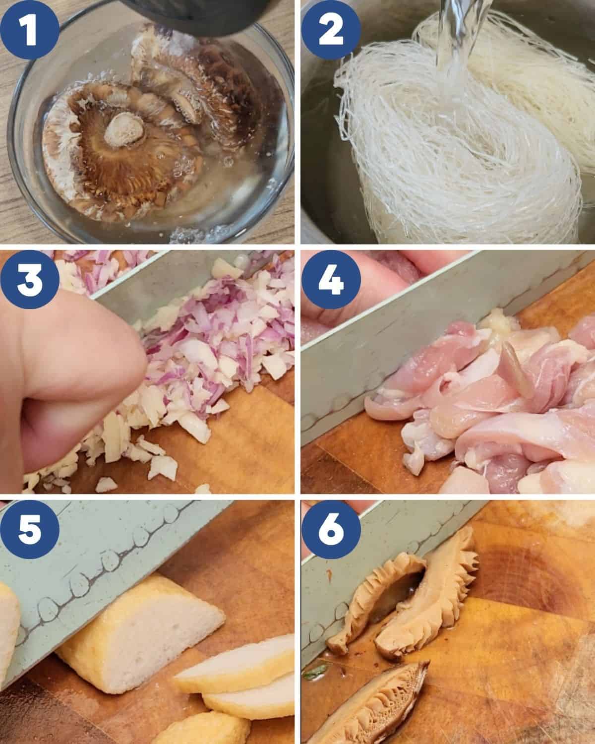 Step by step process photos of preparing the ingredients.
