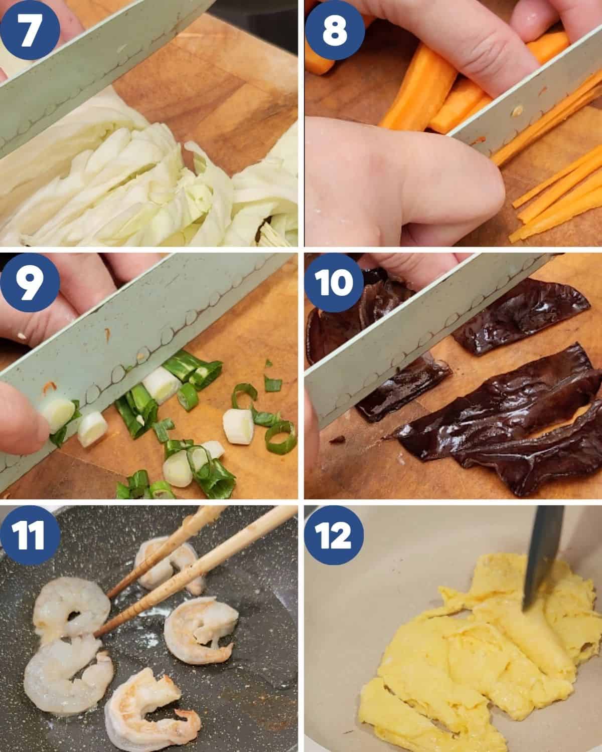 Step by step process photos of preparing the ingredients.