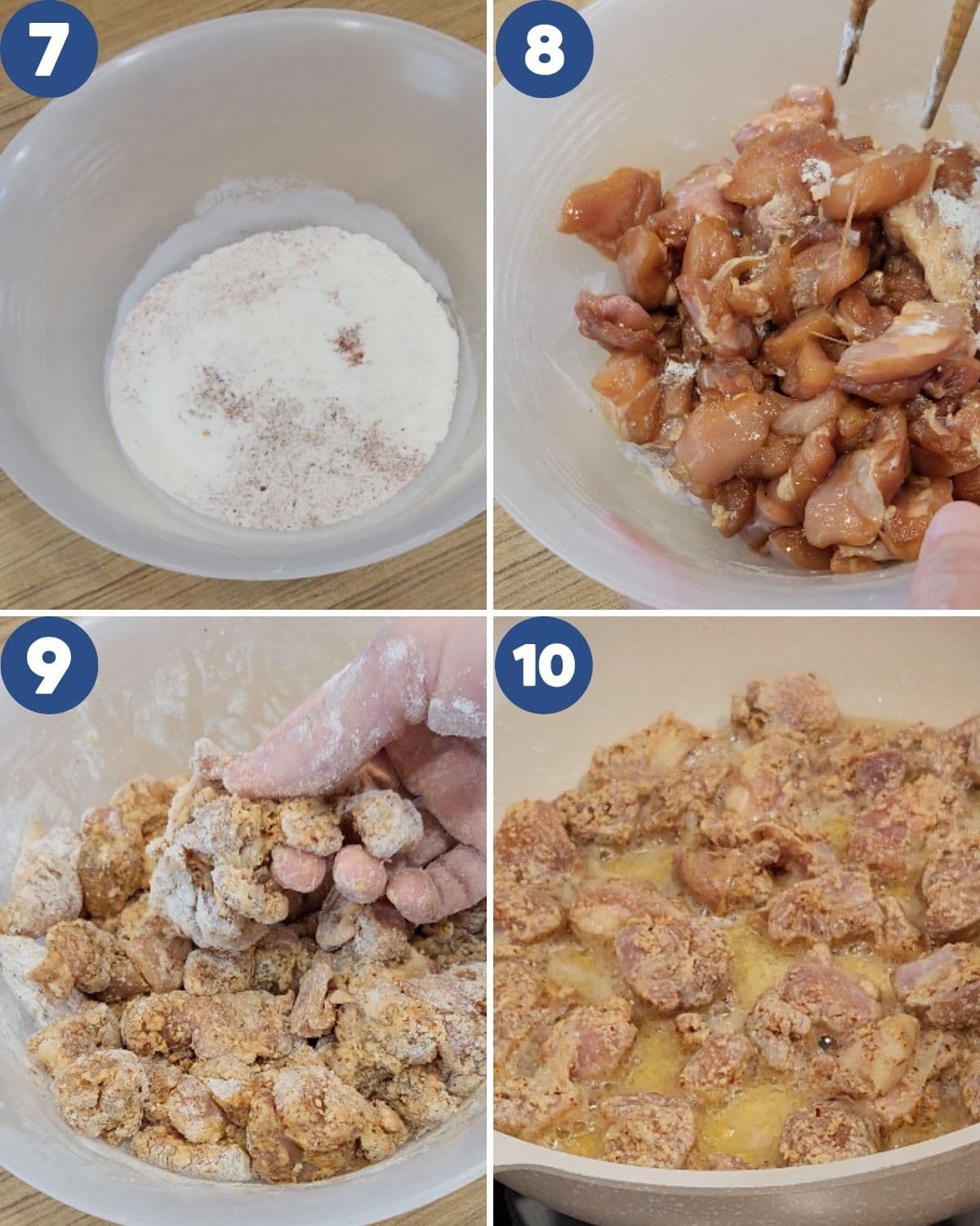 Step by step process photos of preparing the chicken.