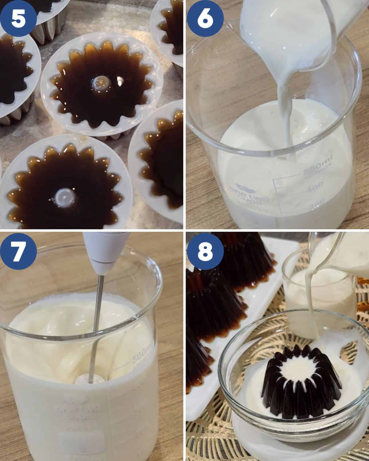 Step by step process photos of making the creamy milk sauce.