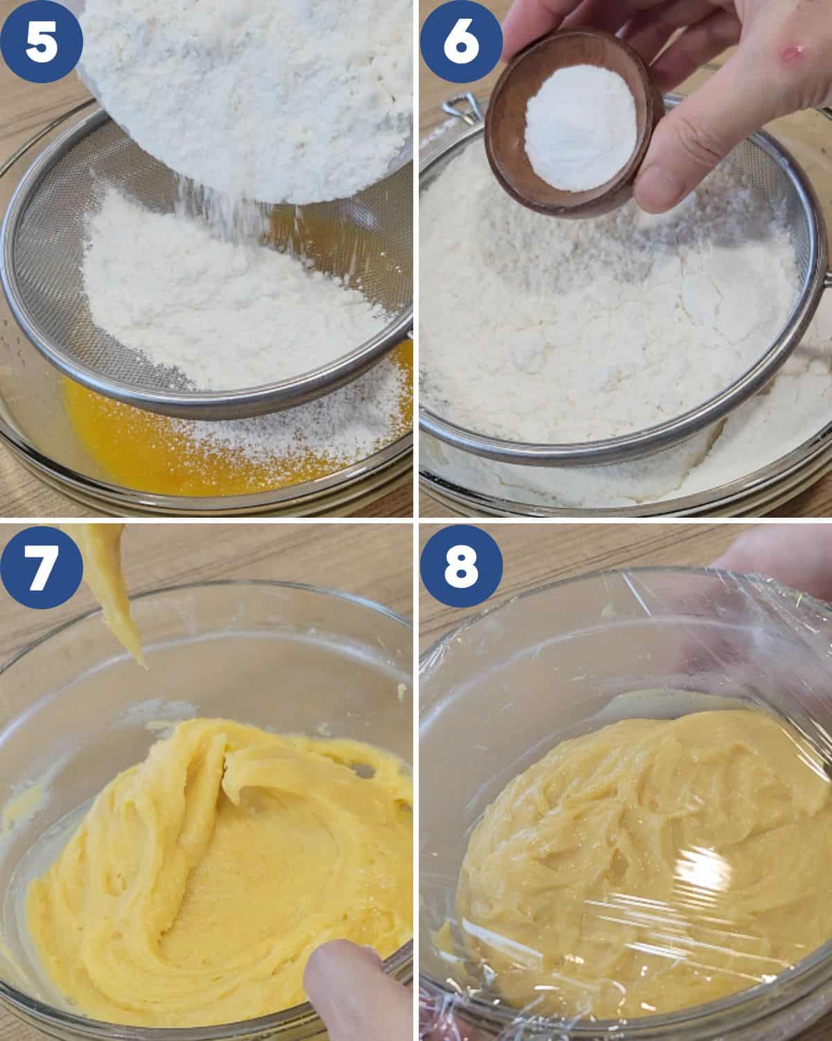 Step by step process photos of making the lemon curd cookies dough.