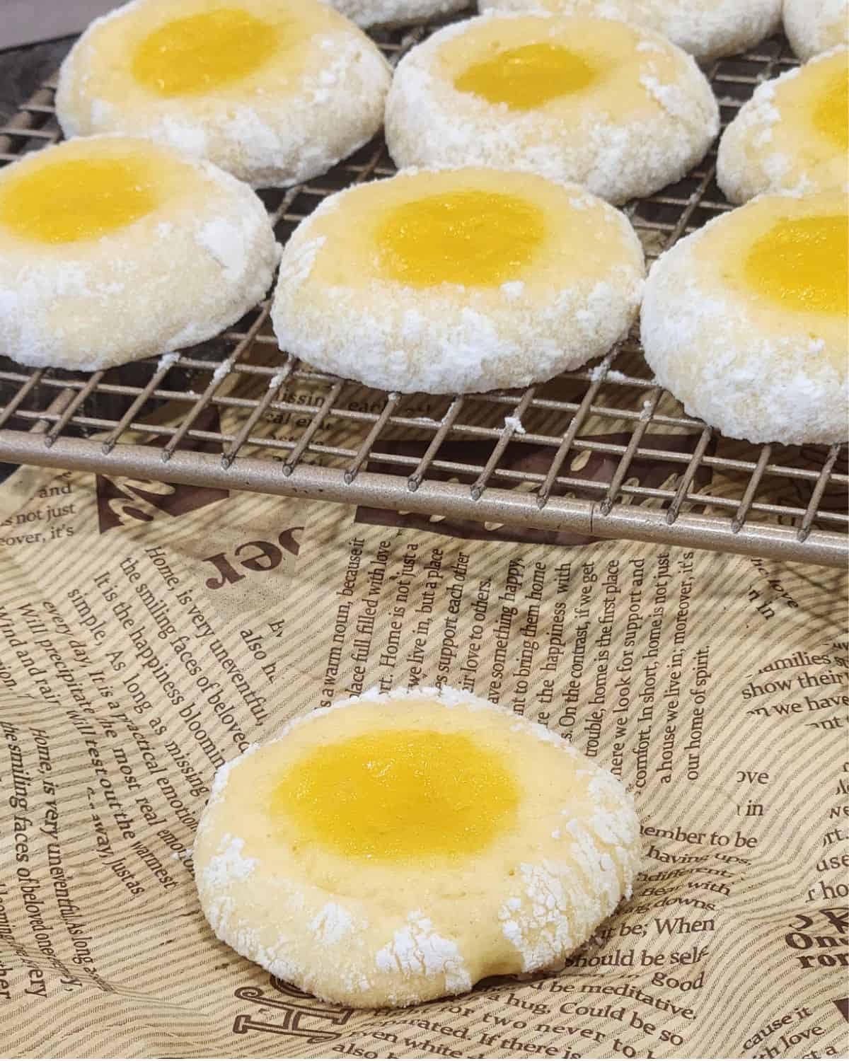 A piece of lemon cookies on a parchment paper.