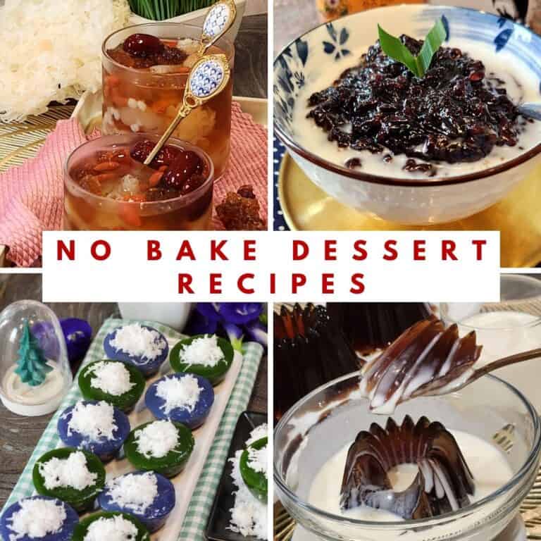A collaged photos of no bake dessert recipes.